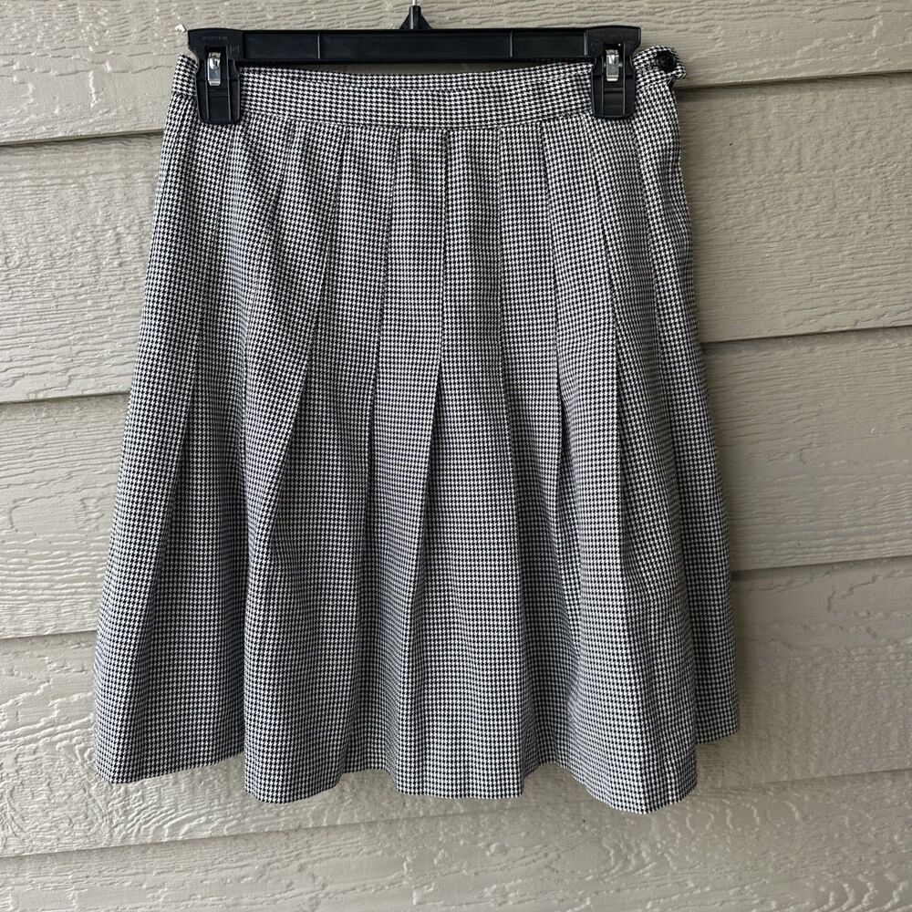 BRIGGS Womens Black Houndstooth Pleated Skirt Dark Academia School Girl Preppy 8